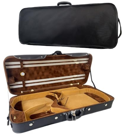 YoungMonic Custodia doppia per violino e viola, custodia per 4 fiocchi, in nylon, leggera, portatile, resistente, leggera e resistente (per violino e viola)