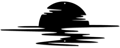 CREATCABIN Sonnenaufgang-Wanddekoration,Metall,Sonnenuntergang,Wandkunst,Dekor,Schwarzes Meer,Lasergeschnittenes Hängeornament,Wanddekoration,Sonnenschein-Skulptur,Für Naturlandschaft,Zuhause,15x40cm