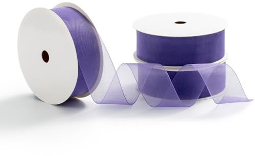 MORSUNBELA Schleifenband Organza Geschenkband Hochzeit Dekoband Organzaband Lila Seidenband 25 mm x 9 m