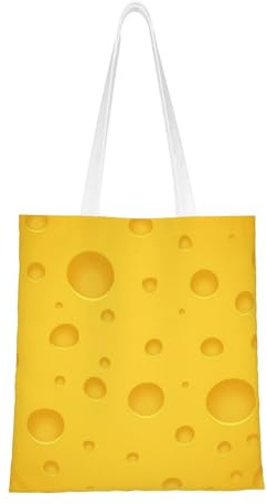 FUkker Tragetasche, Canvas-Tasche, neuartige Tragetasche mit langem Griff, Umhängetasche, Einkaufstasche, wiederverwendbare Tasche, Gelber Käse