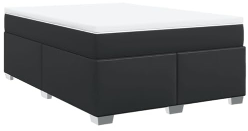 vidaXL Boxspringbett mit Matratze Schwarz 160x200 cm Kunstleder