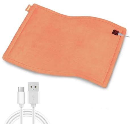 Comfheat USB Heizkissen, 5V Heizkissen zur Schmerzlinderung, 3 Heizstufen & automatische Abschaltung, Wärmetherapie zur Schmerzlinderung bei Bauchkrämpfen (40 x 30 CM) (nicht aufladbar) Orange