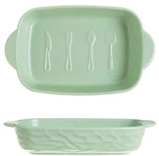 Auflaufform Aus Keramik, Rechteckige Ofenform Mit Griffe,keramisch Verstärkter Antihaft-Beschichtung, Backform Für Lasagne Tiramisu Aufläufe & Mehr (Grün,21.2 * 13.5CM)