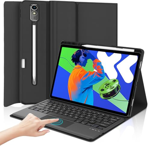Funda con Teclado para Lenovo Idea Tab Pro 12.7 2025 con Touchpad, Español Ñ Bluetooth Inalámbrico Desmontable Teclado para Lenovo Idea Tab Pro 12.7 Pulgadas 2025 (TB-373FU/TB-375FC), Negro