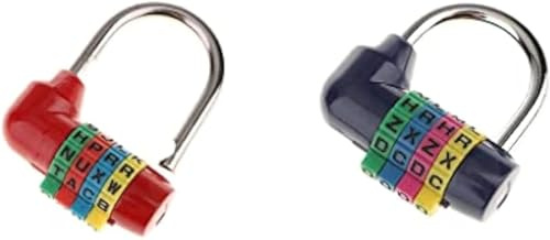 Kombinationsvorhängeschlösser, 4 Buchstaben, rücksetzbares Vorhängeschloss, für Schule, Fitnessstudio, Zaun, Werkzeugkasten, Koffer, Haspenaufbewahrung, 2 Stück