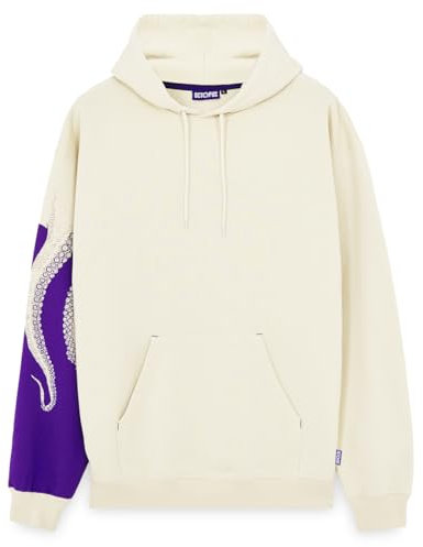 Octopus Felpa con Cappuccio Side Tentacles Hoodie Felpa con tentacoli su Manica 2024/25 Milano Originale (IT, Testo, XL, Regular, Regular, Cream)