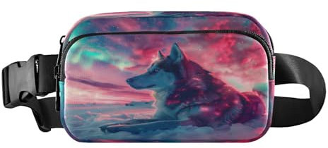 Gürteltasche, Umhängetasche, modische Hüfttasche, Bauchtasche mit verstellbarem Gurt, Schlitten, Hund, für Workout, Shopping, Reisen, Wandern, multi