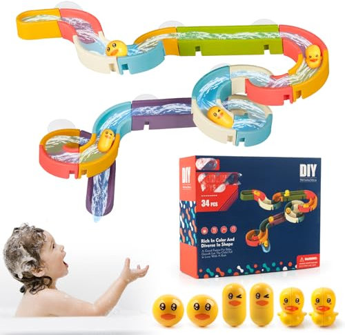 Kugelbahn Badewannen Spielzeug, Entenrutsche Badespielzeug Kinder, Badeschiene Spielzeug Badespaß Geschenk für Kinder