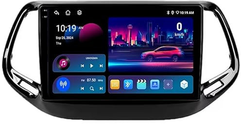 LINGLW Android 15 Doppel Din Autoradio Passt 9 Zoll-Touchscreen für Jeep Compass 2017-2019 mit WLAN Carplay/Android Auto GPS-Navigation und Bluetooth,4 Core WiFi 2G+32G