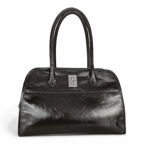 Bayside G2 Carbonado Grezzo, strukturierte Tasche aus schwarzem Leder, Urban-Chic Design