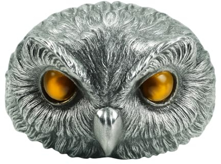 Generisch 925 Silber Eule Ring mit Tigerauge, Gothic Tier Schmuck, handgefertigter Talisman Schmuckstück, Geschenk für Männer Geburtstag Weihnachten (13US)