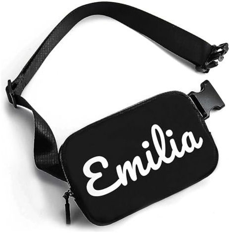 NGTSFLY Personalisierte Bauchtasche Mädchen mit Wunschtext,Gürteltasche Kinder Damen Herren Wasserdicht,Geschenk Mädchen 9-12 Jahre Wandern,für Sport,Reisen,Alltag und Festivals (Schwarz)
