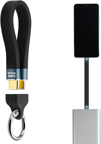 XINML USB C Cable 240W Fast Charging Short 13cm USB4.0 PD3.1 Cable, 40Gbps Data Transfer, 8K 60Hz Video, with Keychain, Compatible with All USB-C Devices, Phones, Tablets