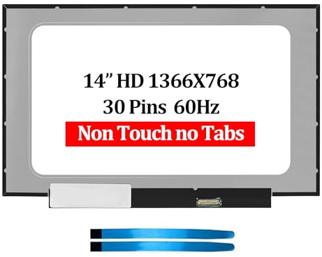 Rinbers 35,6 cm (14 Zoll) HD 1366 × 768 30 Pins Laptop LCD Non Touch Screen Panel LED Display Modul ohne Halterungen Ersatz für HP Chromebook 14 G6 G7 14-DQ Serie Fortis 14 G10 (nicht für FHD Version)
