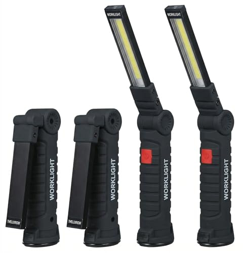 Vagocom LED Rechargeable Inspection Lamp Torch, Portable Work Light Bright Flashlight Torches with Magnetic Base for Home Use,Mechanic Tool,Useful Gifts for Mens him(4 Pack)