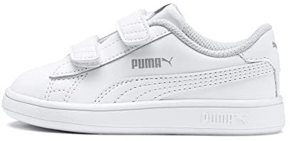 PUMA Unisex Baby Puma Smash v2 L V Inf Sneaker, Puma White-Puma White, 23 EU