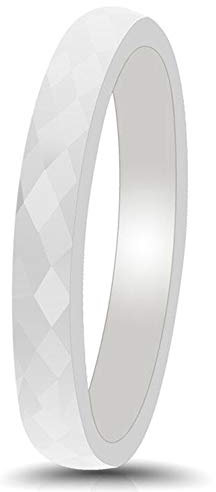 BlackAmazement Keramik Ring facetiert Prism Cut weiß schwarz 3 mm Damen (Weiß, 63 (20.1))
