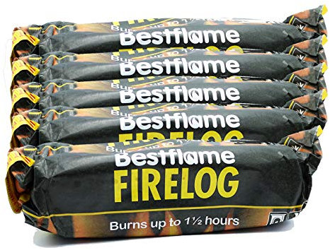 Bestflame 15 x 700g Unflavored Wood Firelogs for Open Fires, Fire Pits & Chimineas, Burns Up to 1.5 Hours