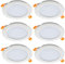 SEBSON® LED Einbaustrahler rund flach 230V, integrierter Treiber, 12W, warmweiß 3000K, Deckenstrahler 870lm, LED Panel Ø168x24mm, 6er Pack