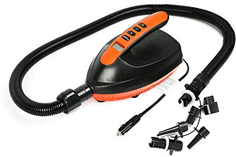 Triclicks SUP Pump Electric Air Pump 16PSI 12V Intelligent DC Car Pump with 6 Nozzles For Stand Up Paddle Boards Inflatable Boats Air Bed Inflatable Tent