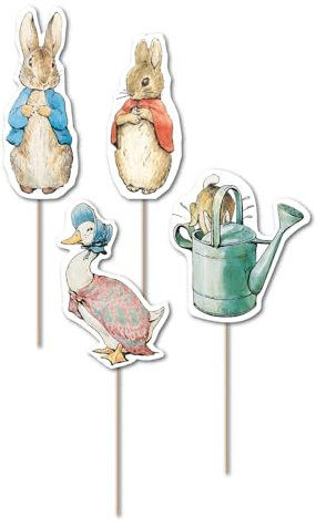 Anniversary House Official Beatrix Potter™ Peter Rabbit™ Classic Characters Cupcake Toppers, Paper & Bamboo Picks, Cake Decorations, Baby Shower, Easter, 1st Birthdays, Cupcake/Food Picks J001