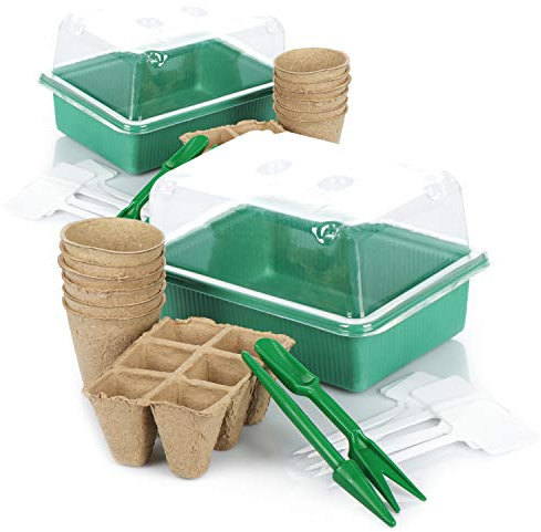 com-four® Conjunto de Cultivo de 34 Piezas - Conjunto de Cultivo de Plantas con Mini Invernadero - para Cultivar Plantas (34 Piezas - Conjunto de Mezcla)
