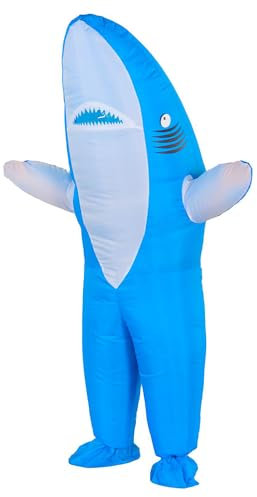 Rafalacy Inflatable Shark Costume Air Blow up Shark Jumpsuit Fancy Dress Funny Halloween Costume Suit for Cosplay Party (Shark)