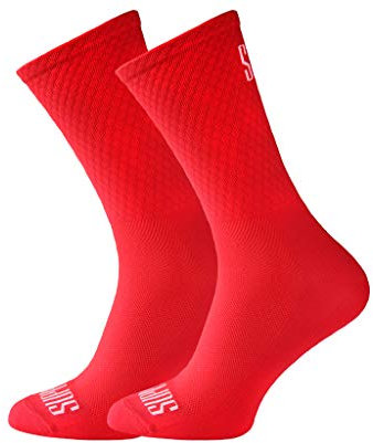 Support, Calzini da ciclismo da uomo, con tecnologia traspirante, in fibra antiscivolo, unisex, con motivi divertenti, Unisex - Adulto, Rosso, 8-9 UK / 42-44 EU