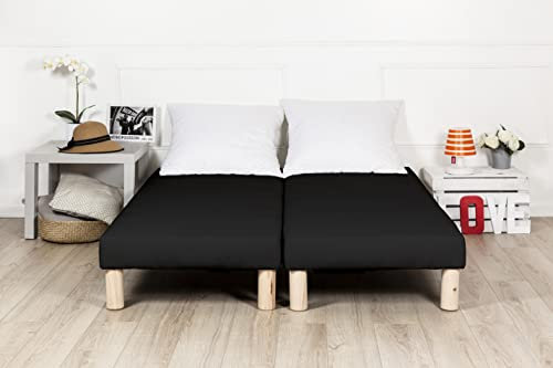 by sommiflex Sommier tapissier 90x200 Noir Fabrique en France Pieds