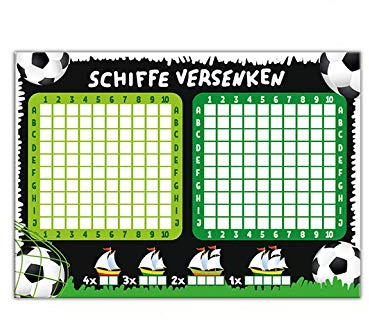 Junaversum 10 x Schiffe versenken Fussball Fußball Kinderspiele Mitgebsel Gastgeschenk beim Geburtstag Kindergeburtstag Jungen