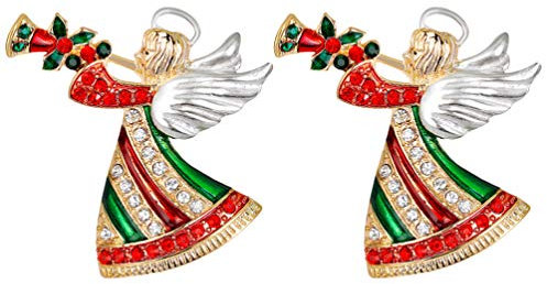 Holibanna 2 Stück Weihnachtsbrosche Stifte Engel Brosche Frauen Emaille Strass Brosche Schmuck