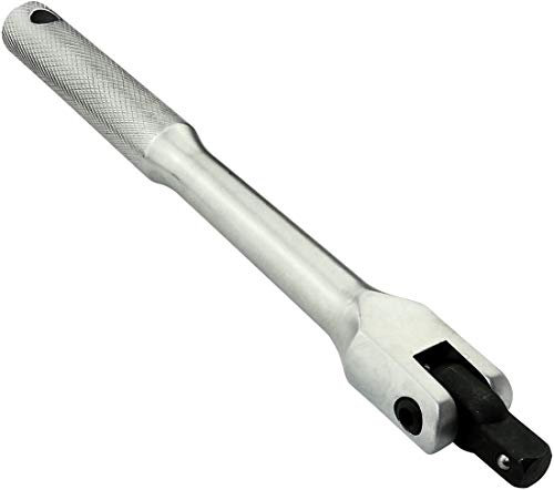 Aerzetix - C45230 - Barre/Bras de force pour clé à douille - avec poignée articulée - 1/4x150mm - manche/adaptateur/longue - en acier CR-V - couleur argent