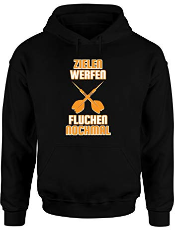 Zielen Werfen Fluchen Nochmal Hoodie Unisex Dart Spruch T-Shirt Dart Teamshirt