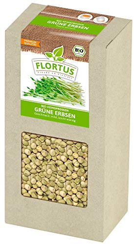 FLORTUS BIO Keimsprossen Grüne Erbse | Gesunde & leckere Keimsprossen | Sprossensaat | Keimsprossen | Keimsaaten