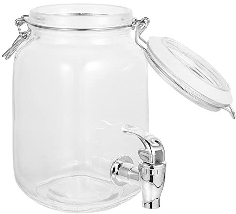YARNOW 1 Pc Pot De Jus De Verre Boissons Large Bouche Propre Pots Cartouche De Lait Thé Glacé Distributeur Fermentation Pots Jar Avec Robinet Réfrigérateur Des Lunettes Abs