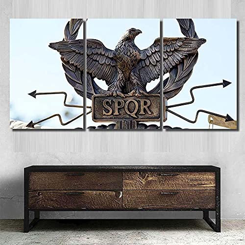 3 Teile Leinwand-Bild 3x50x70cm (Gesamt 150x70cm) Zepter Eagle Buchstaben SPQR Der Senat Wandbilder,Kunstdruck,Wohnzimmer Dekor,Kreatives Geschenk 3 Teiliges Leinwand Bild Frames