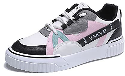DEBAIJIA Sneakers Femme Baskets Chaussures De Course Blanc Chaussures Sport Running Décontractées Confortables EU 39 F-Noir Rose