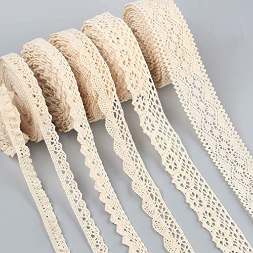 CareHabi - Spitzenband Vintage Spitze-Borten 30M Baumwolle Dekoband Spitze Zierband Spitzenstoff Spitzenborte Geschenkband für Hochzeit Deko DIY-Handwerk