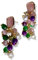 Orecchini in rosa con pietrine dure verdi e viola