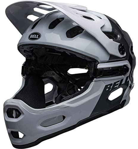 BELL Super 3R MIPS Mountainbike-Helm für Erwachsene, Glanzweiß/Schwarz, Größe M (55-59 cm)