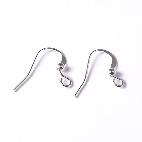 Perlin 25 Paar Ohrhänger Ohrhaken Fischhaken Ohrfedern mit Kugel, 15mm 50 Stück Ohrring Haken für die Schmuckherstellung basteln Schmuck (Antik Silber)