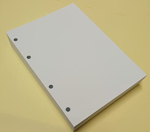 Ersatzminen für 200 weiße Blätter (400 Seiten) Einleger, 120 g/m², mit 4 Löchern für A5-Organizer, mit 4 Ringen, 14,5 x 20,5 cm.