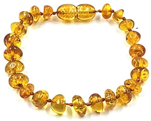 Bracelet/cheville en ambre baltique naturel - Perles d'ambre naturel faites à la main - Noué entre les perles 14cm