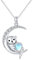 Mond Otter Halskette 925 Sterling Silber Mondstein Halbmond Otter Anhänger kette mit Herz Mondstein kette Tier Otter Schmuck für Kinder Mädchen Damen