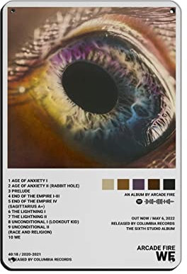 FABIVA Arcade Fire Poster We Album Cover Poster Blechschild Vintage Metall Pub Club Cafe Bar Zuhause Wandkunst Dekoration Poster Retro 20 x 30 cm