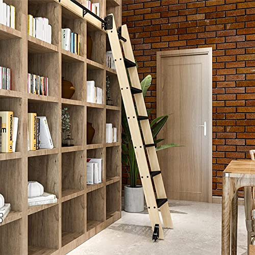 WJYCGFKJ Sliding Ladder Moving Track Kit 3.3ft-20ft (No Ladder), Rolling Barn Door Hardware Kit With Floor Roller Wheels, for Library/Loft/Home/Indoor (Size : 10ft/300cm Track kit)