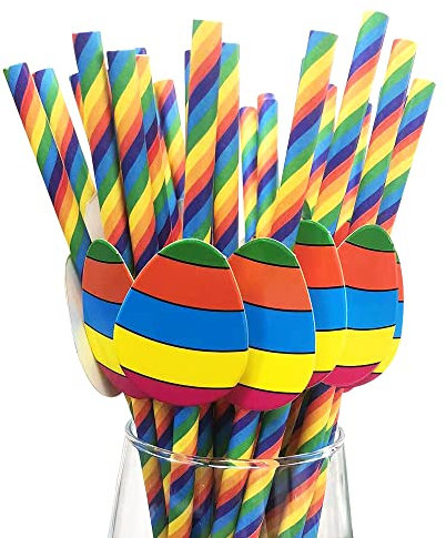 30 PCS Ostern Dekor Papier Strohhalme zum Trinken Strohhalm für Party Supplies, Ostern, Saft, Shakes, Smoothies, Kuchen Pop Sticks (Eier)