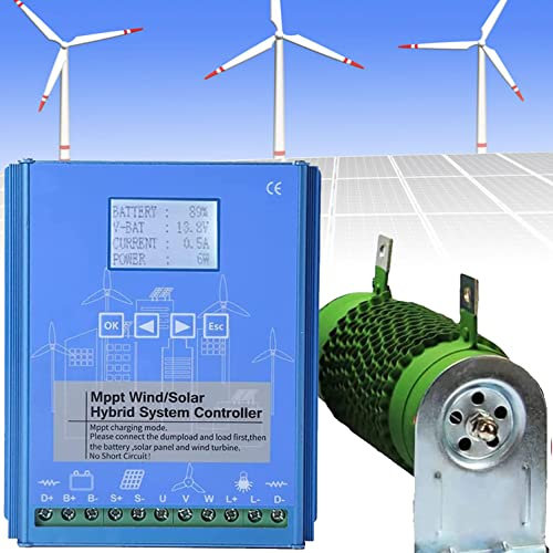 LINTAIZUO 5000W Wind Solar Hybrid Laderegler,12V/24V/48V Mppt Lade Boost Controller Mit LCD Display,Universell Für Netzunabhängige Wind Solar Hybrid Systeme,12V