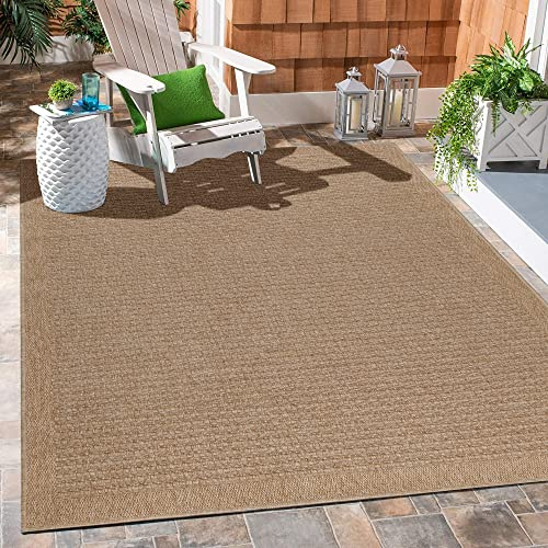 Carpetsale24 Outdoor Teppich 120x170 cm – Wetterfester Teppich für Balkon, Terrasse & Wohnzimmer – Flachgewebe in Jute-Optik, Pflegeleicht & Vielseitig
