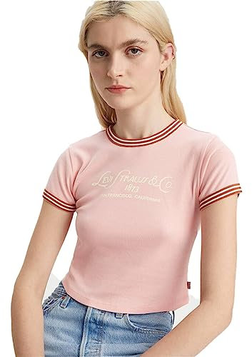Levi's Maglietta da donna con grafica Ringer Mini T-shirt alla moda (as8, alfa, s, regolare, standard, rosa quarzo/argilla cotta e costine di tofu - rosa), Costine di argilla e tofu al forno, rosa